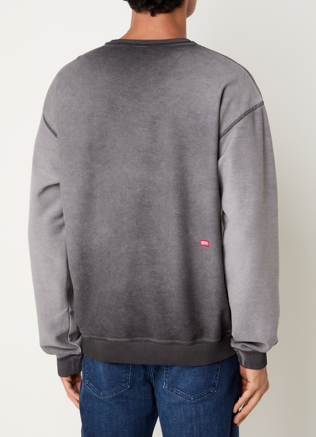 Diesel S-Aron sweater met destroyed afwerking - achterkant 4 antraciet