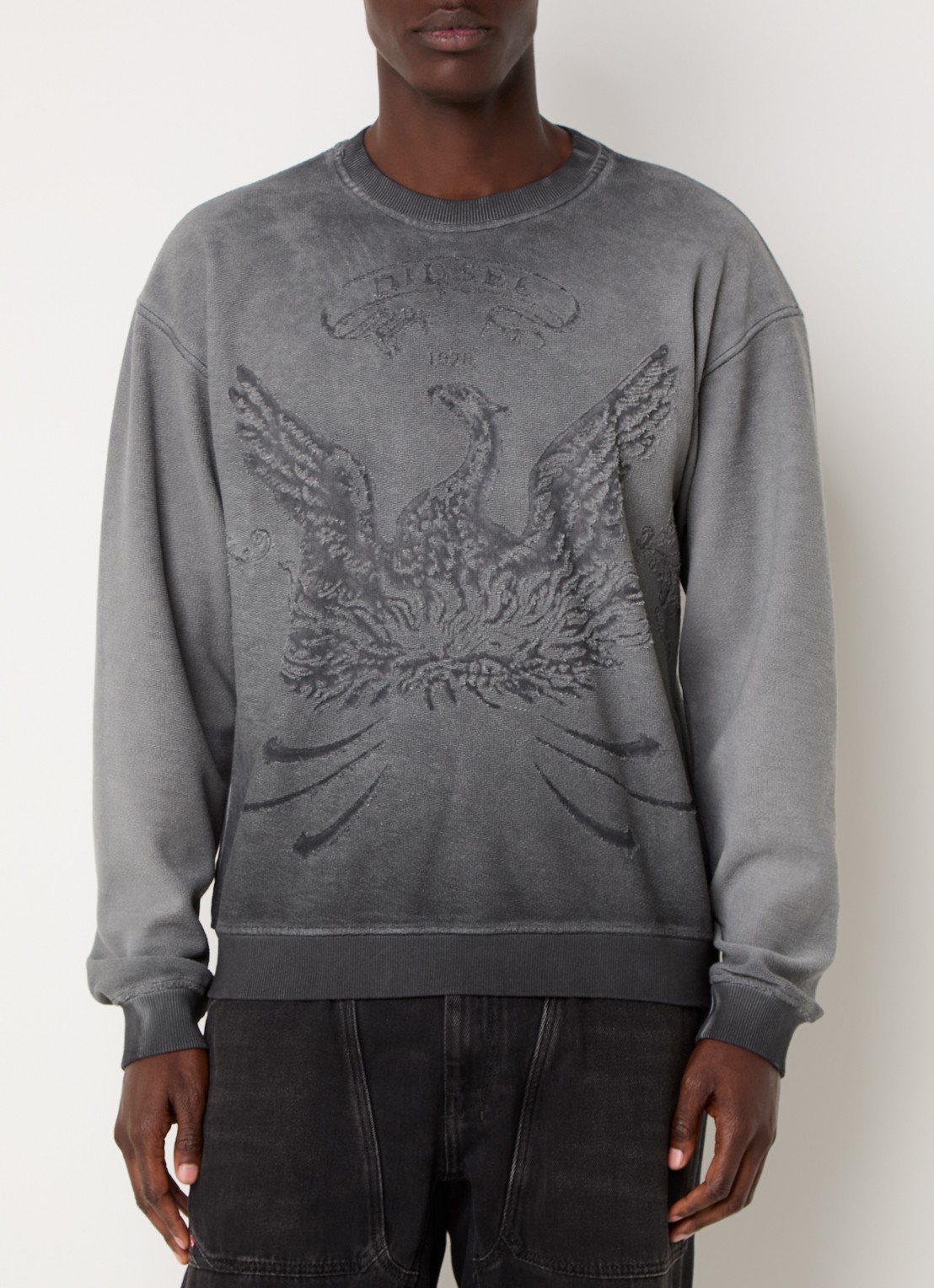 Diesel S-Aron sweater met ingebreide logoprint - detail 4 grijs