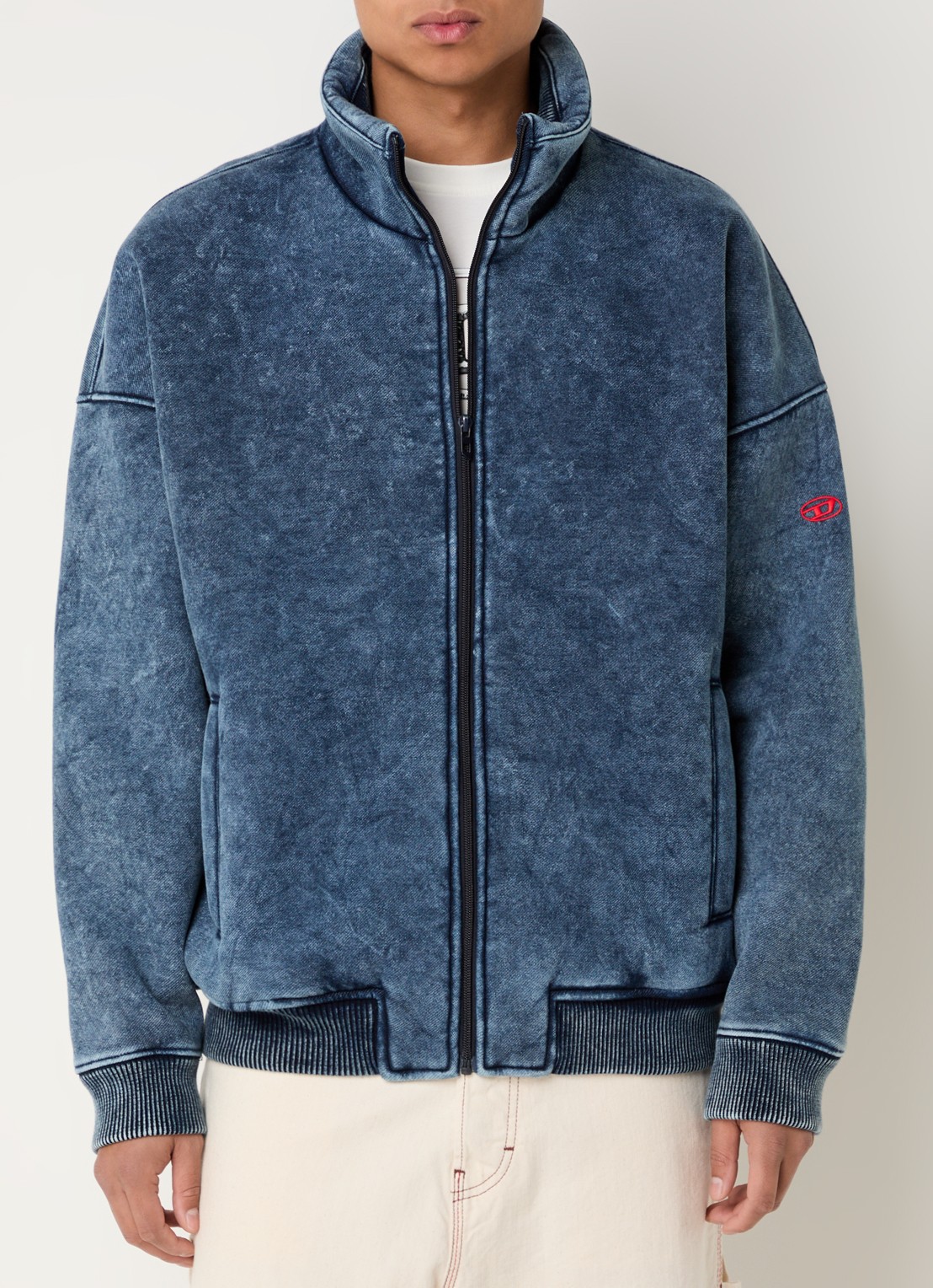 Diesel S-Batel jack met teddy voering en verwassen afwerking - detail 3 indigo