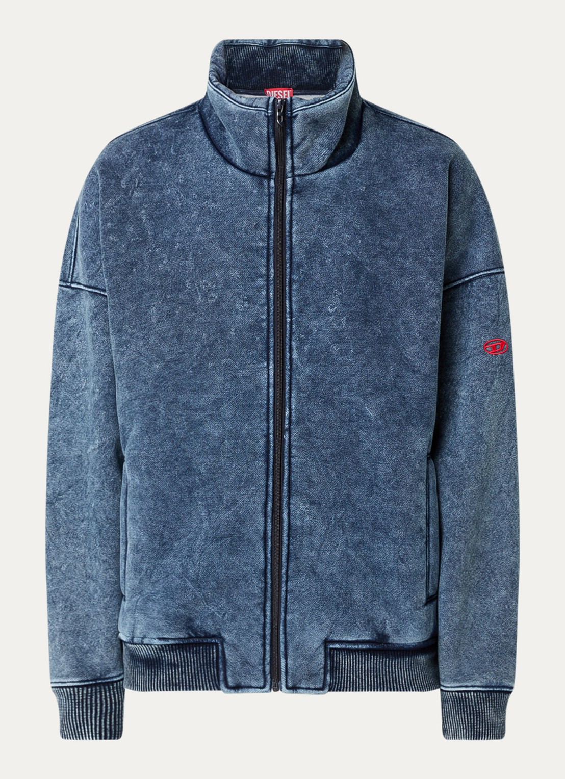 Diesel S-Batel jack met teddy voering en verwassen afwerking - voorkant indigo