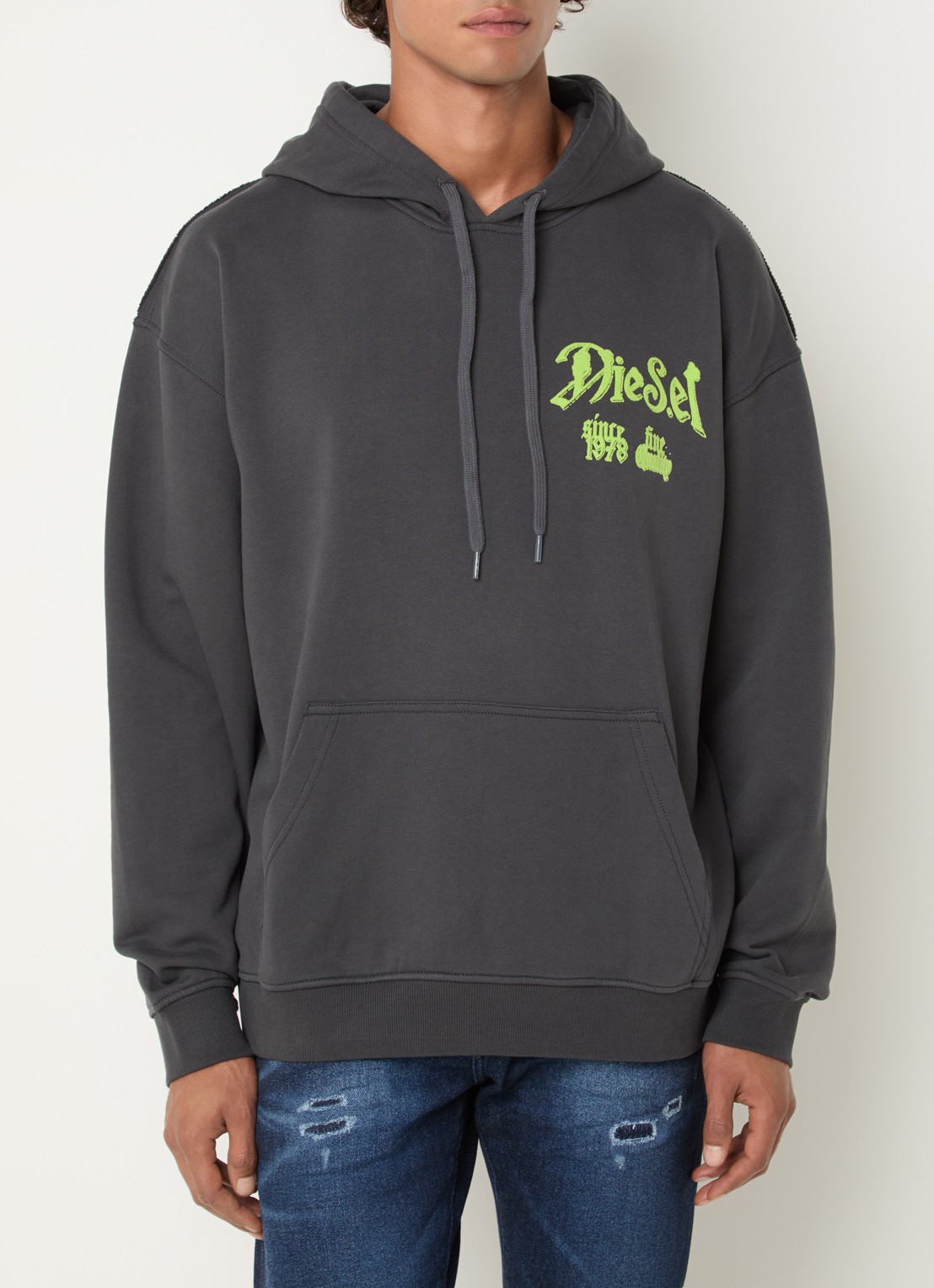 Diesel S-Box-Hood-Aa2 hoodie met logo- en backprint - achterkant 3 donkergrijs