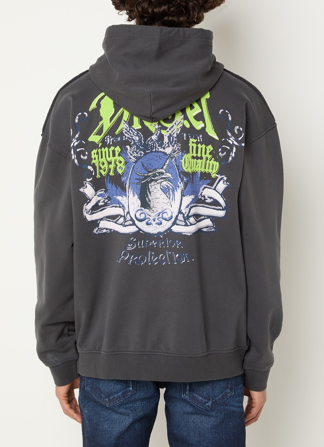 Diesel S-Box-Hood-Aa2 hoodie met logo- en backprint - detail donkergrijs