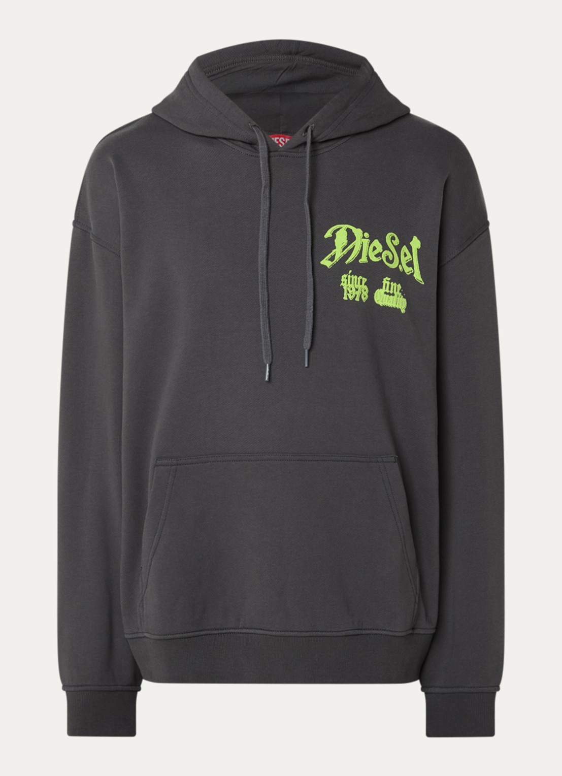 Diesel S-Box-Hood-Aa2 hoodie met logo- en backprint - voorkant 4 donkergrijs