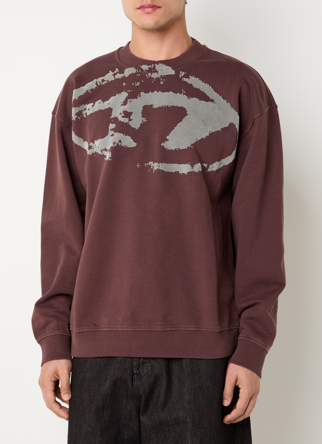 Diesel S-Box-N5 sweater met logoprint - detail 4 kastanjebruin