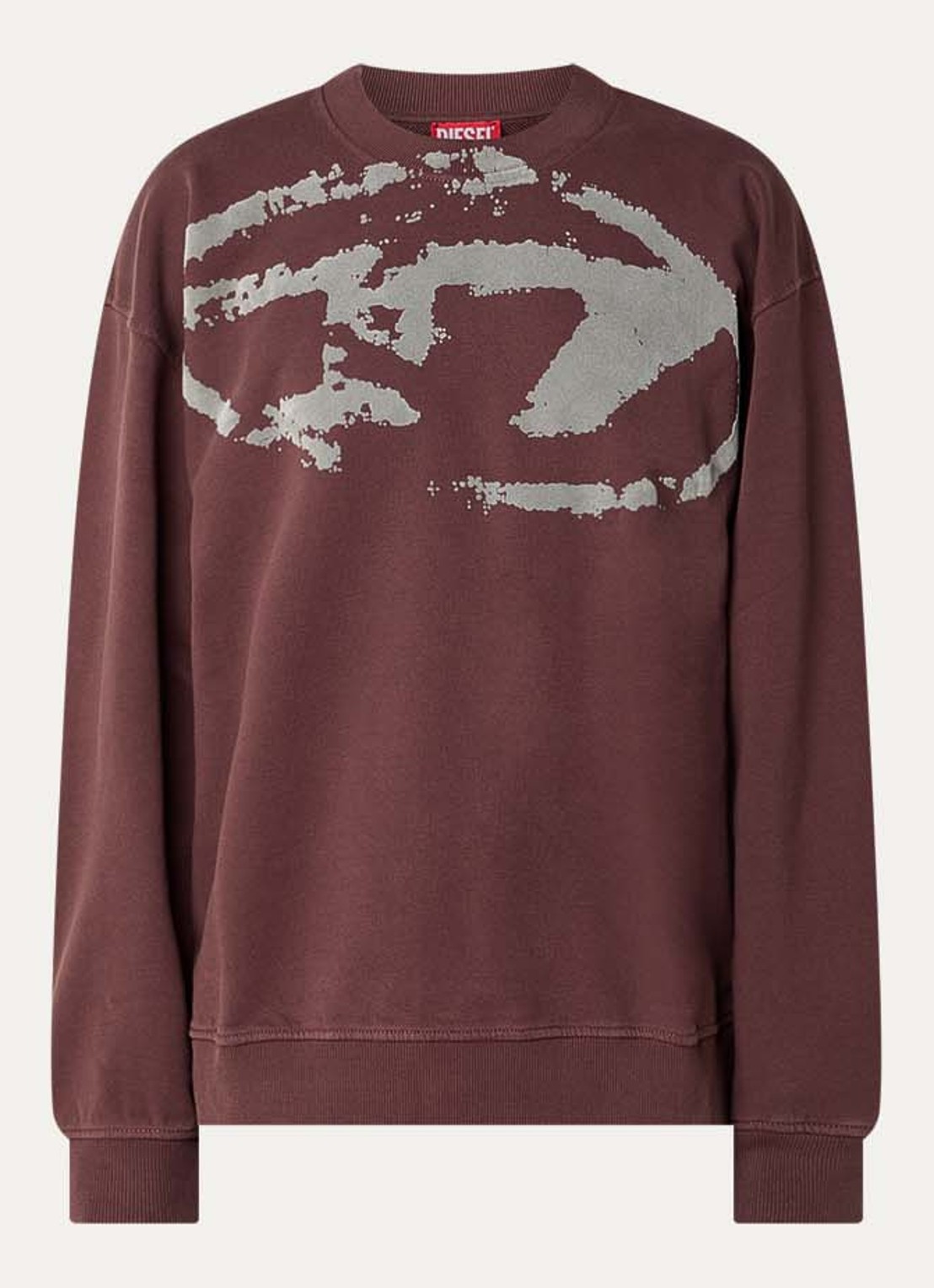 Diesel S-Box-N5 sweater met logoprint - voorkant 2 kastanjebruin