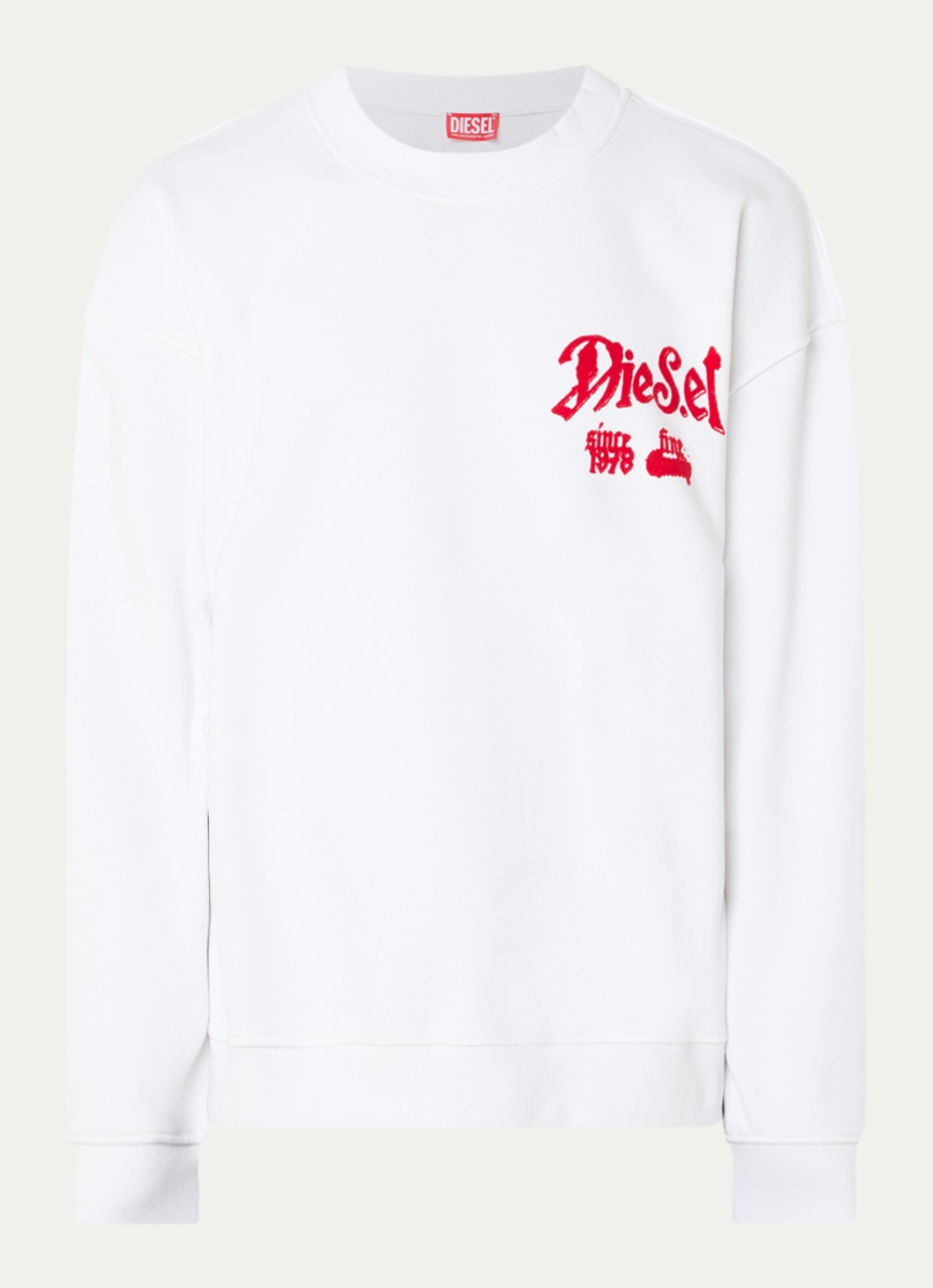 Diesel S-Boxt-AA2 sweater met logo- en backprint - voorkant wit