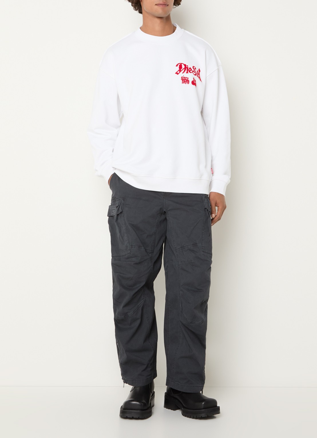Diesel S-Boxt-AA2 sweater met logo- en backprint - voorkant 2 wit