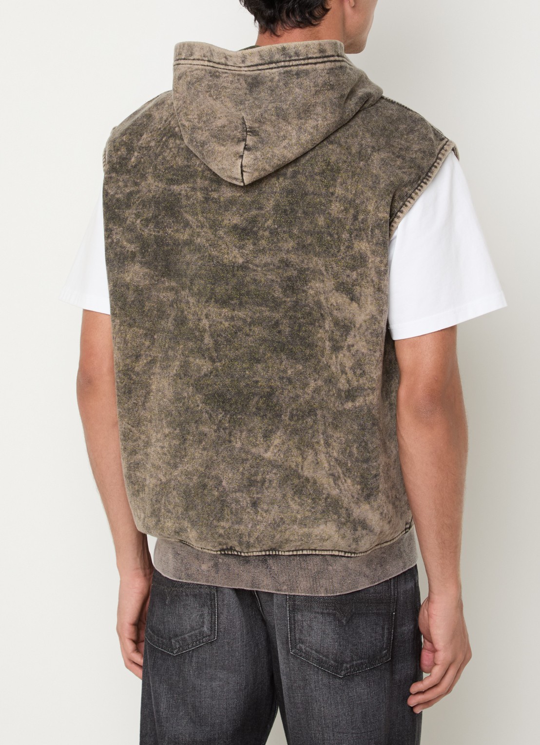 Diesel S-Boxt gilet met verwassen afwerking en logo - achterkant 4 grijs