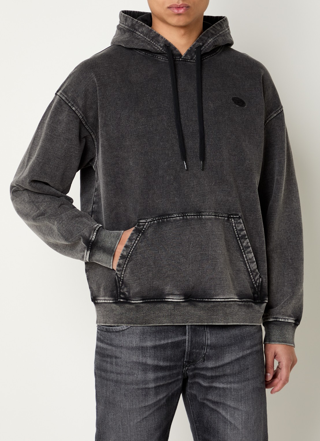 Diesel S-Boxt-Hood-Den hoodie met logo- en backprint - detail 2 antraciet