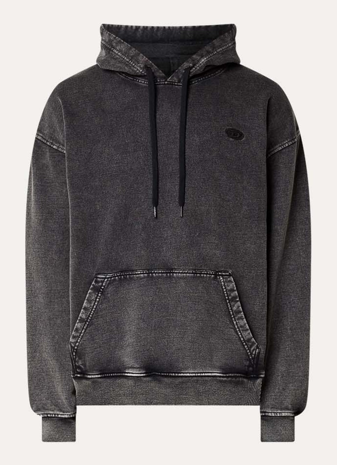 Diesel S-Boxt-Hood-Den hoodie met logo- en backprint - voorkant 4 antraciet