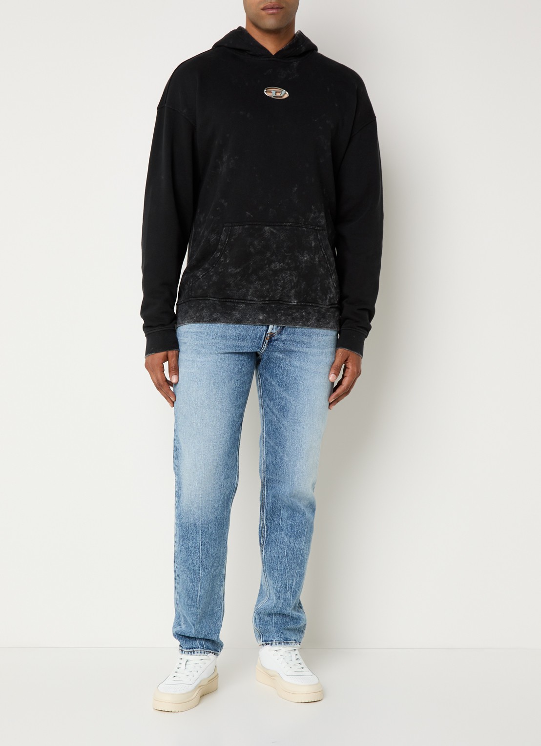 Diesel S-Boxt-Hood-T10 hoodie met logo - voorkant 2 zwart