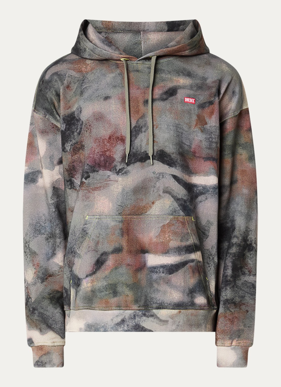 Diesel S-BOXT-HOOD-V1 hoodie met camouflageprint - voorkant antraciet
