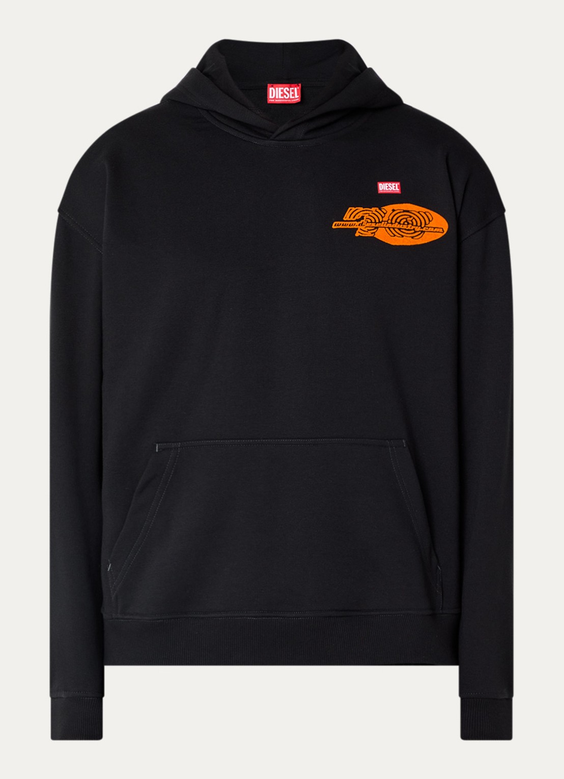 Diesel S-boxt hoodie met logo- en backprint - voorkant 3 zwart