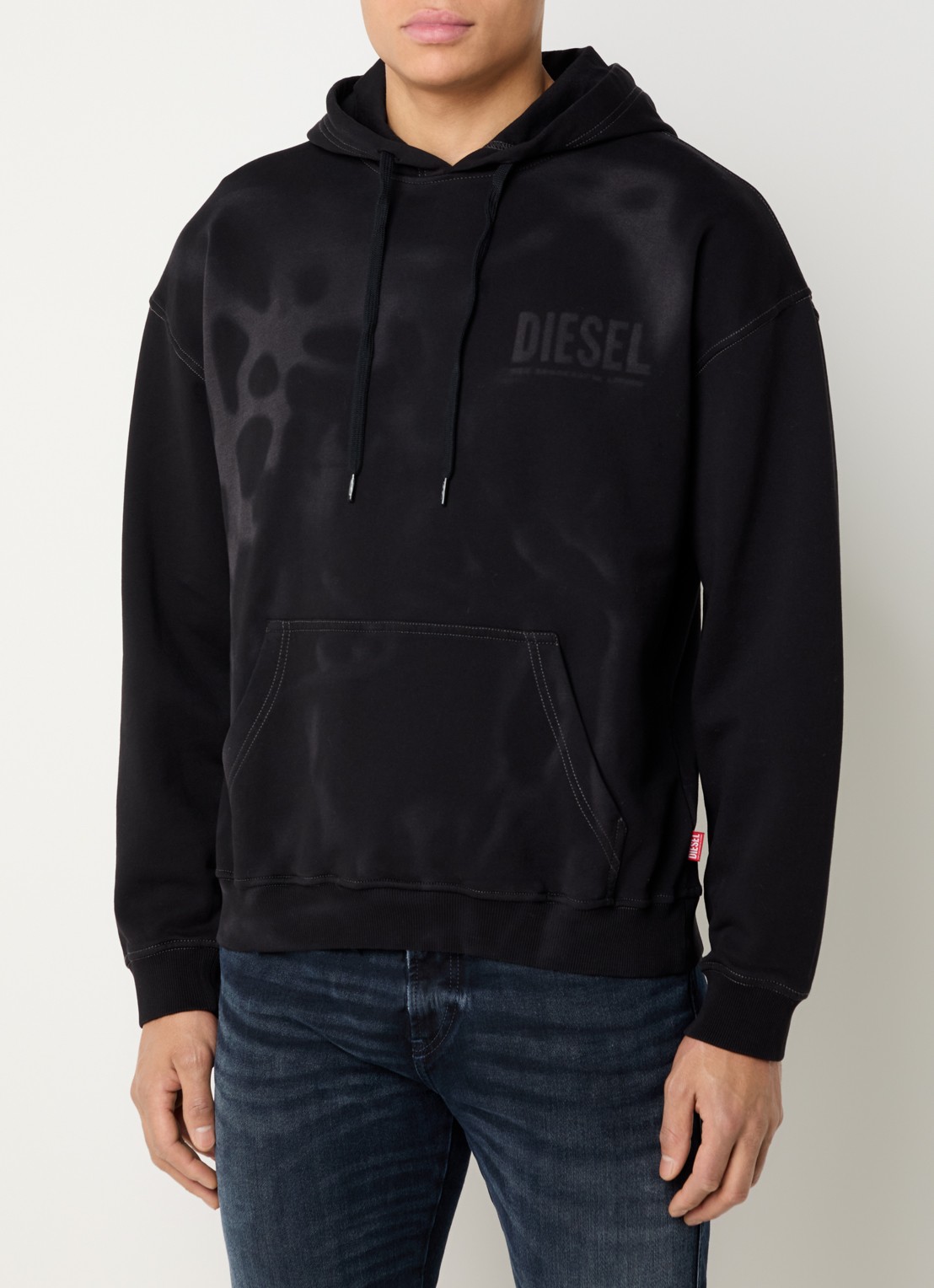 Diesel S-Boxt hoodie met logo en verwassen afwerking - detail 2 zwart