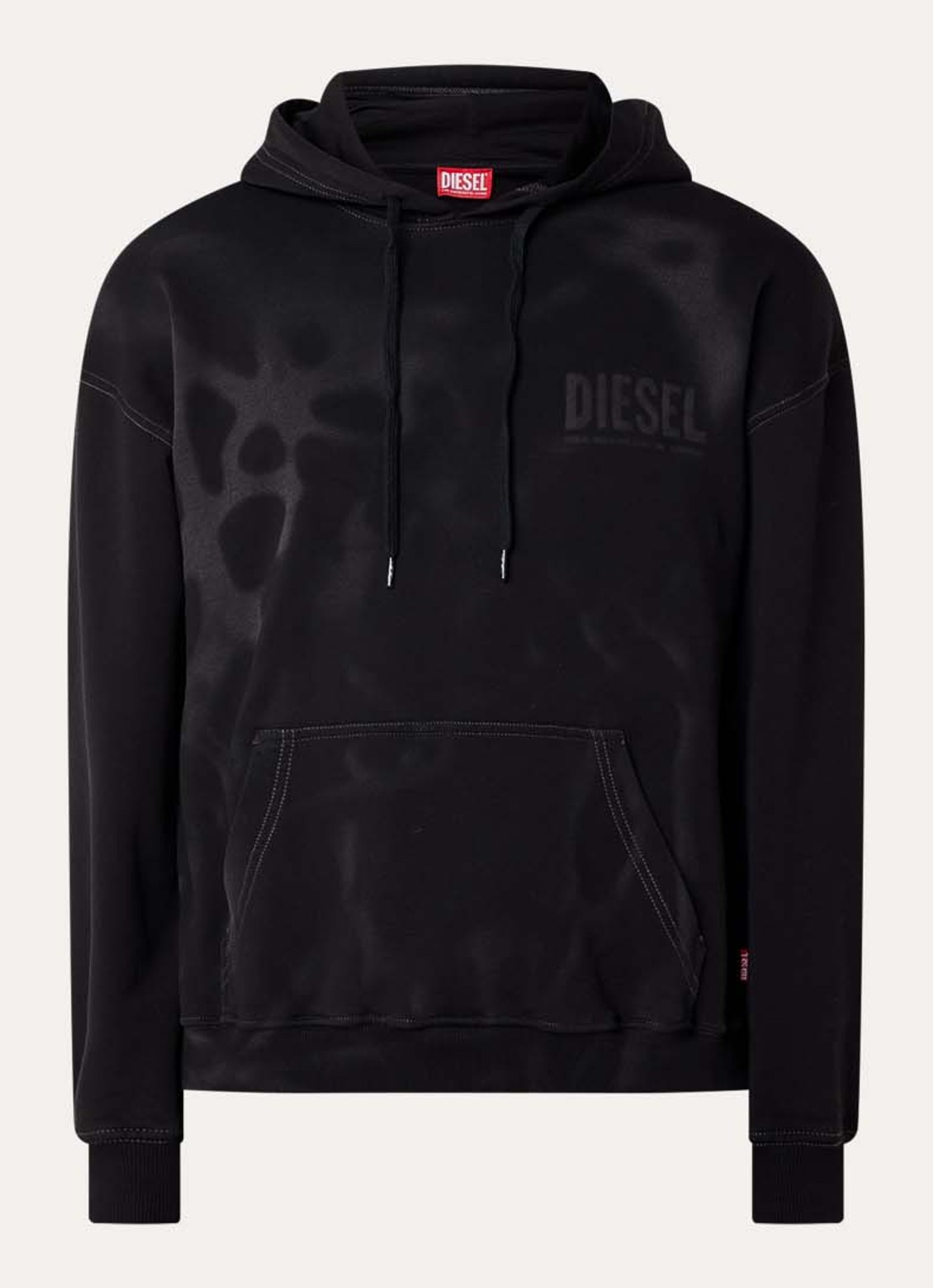 Diesel S-Boxt hoodie met logo en verwassen afwerking - voorkant 4 zwart