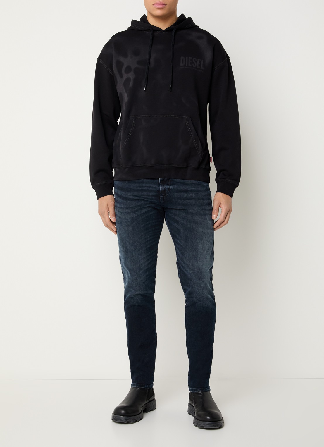 Diesel S-Boxt hoodie met logo en verwassen afwerking - voorkant 5 zwart