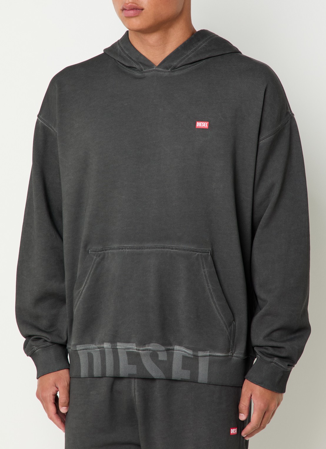 Diesel S-Boxt Hoodie met logo - detail antraciet