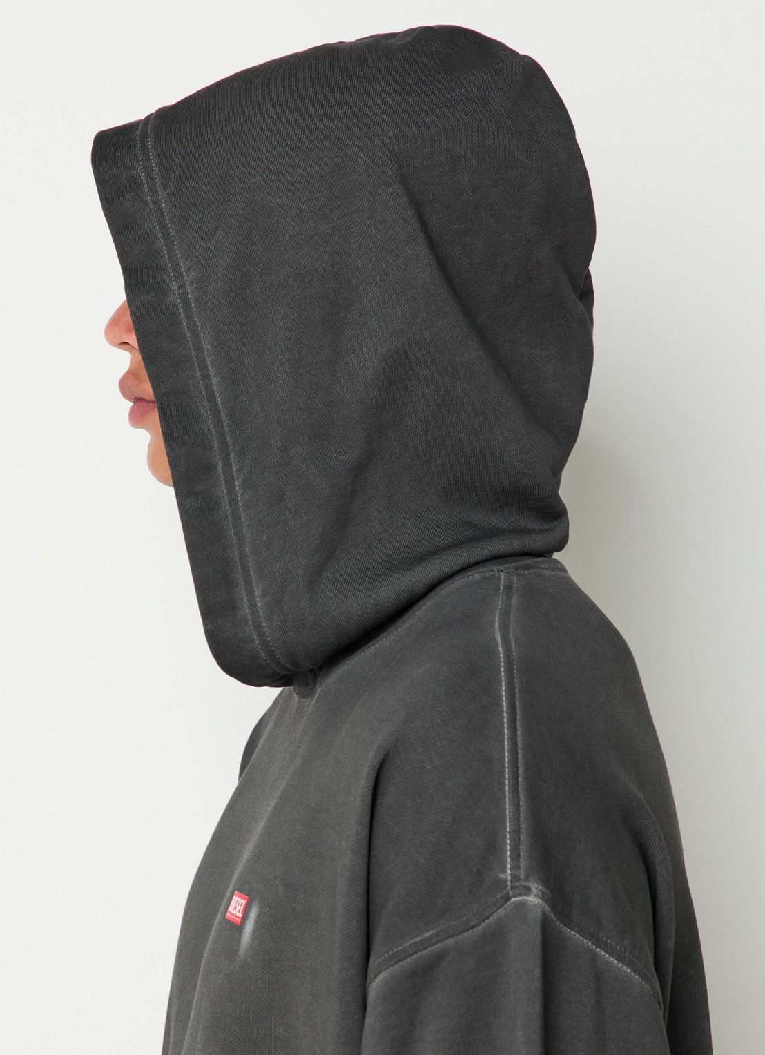 Diesel S-Boxt Hoodie met logo - detail 2 antraciet