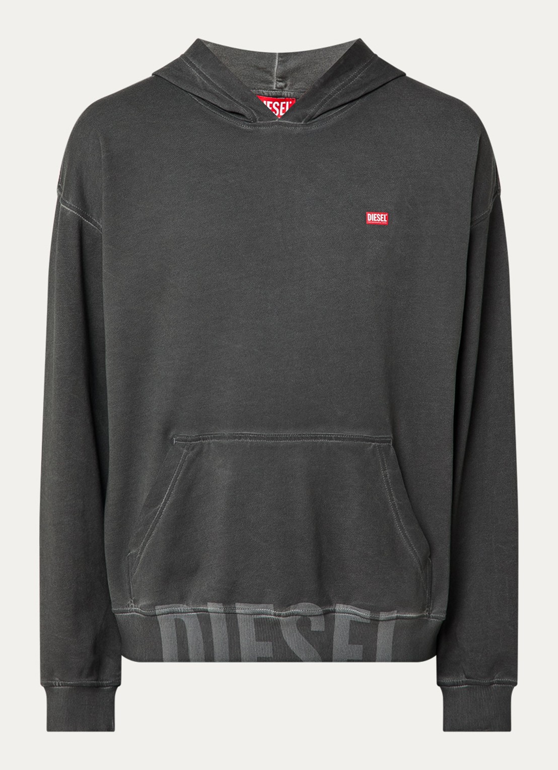 Diesel S-Boxt Hoodie met logo - voorkant 3 antraciet