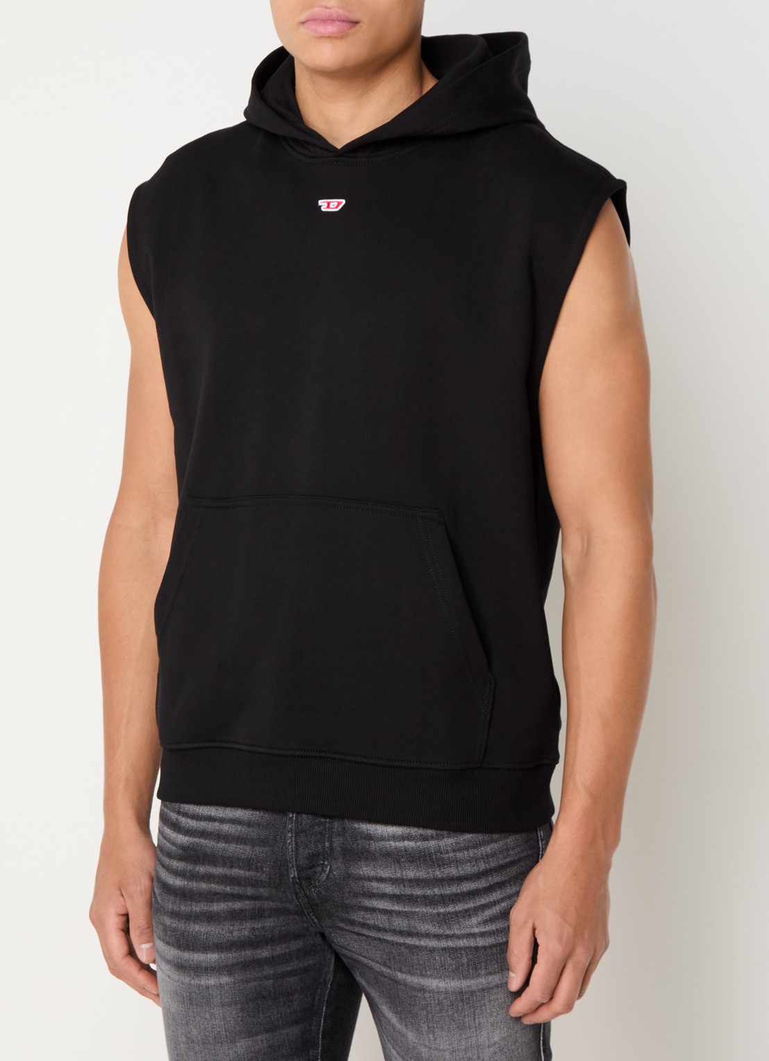 Diesel S-boxt hoodie met logoborduring - detail 4 zwart