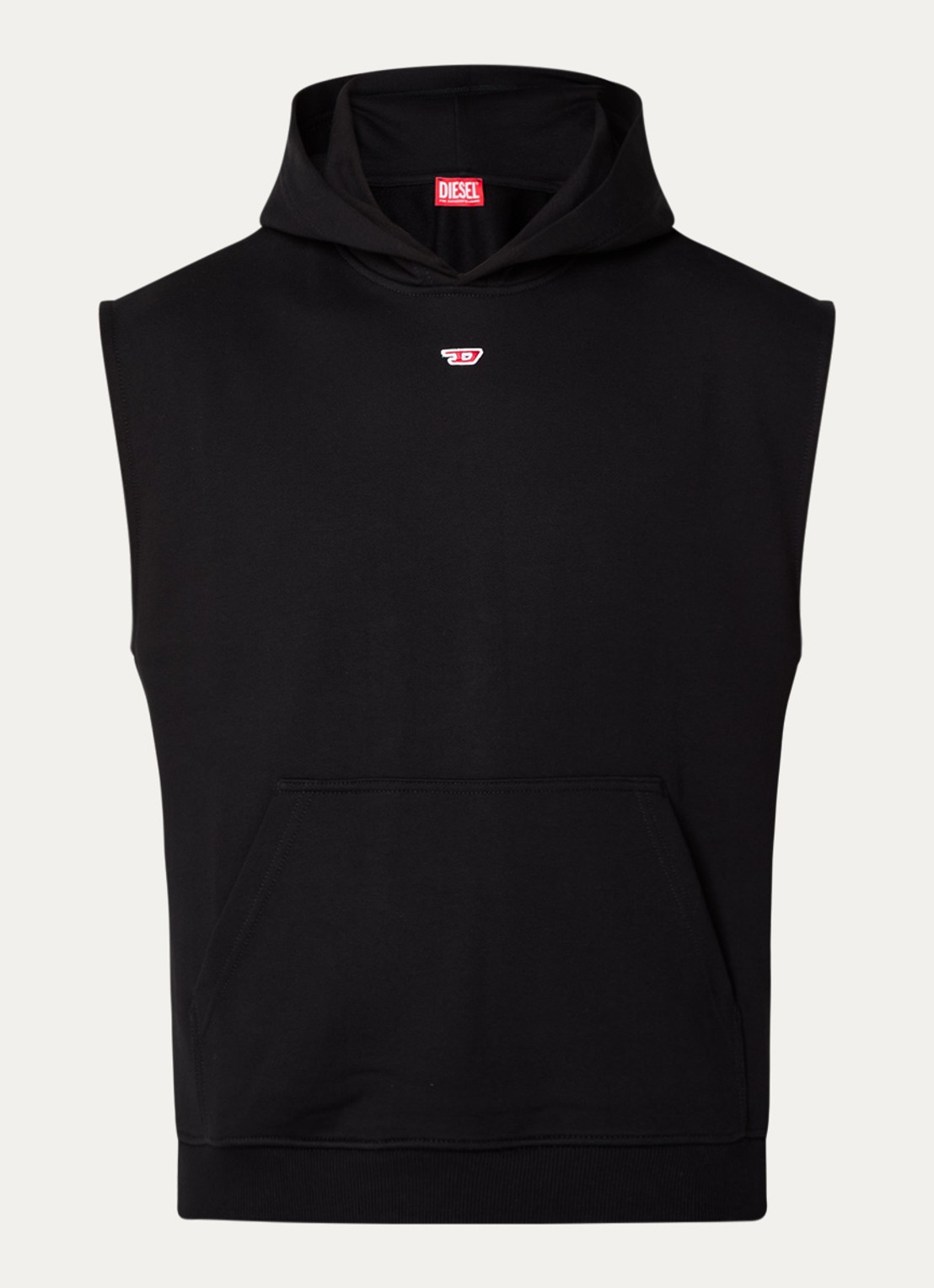 Diesel S-boxt hoodie met logoborduring - voorkant zwart