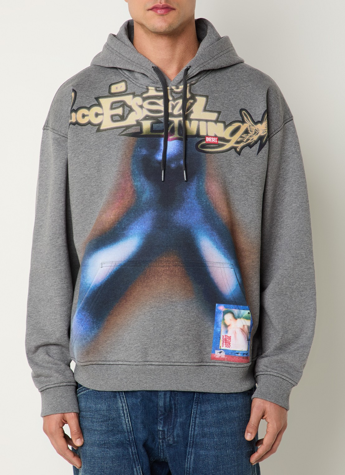 Diesel S-Boxt hoodie met print - detail 2 grijsmele