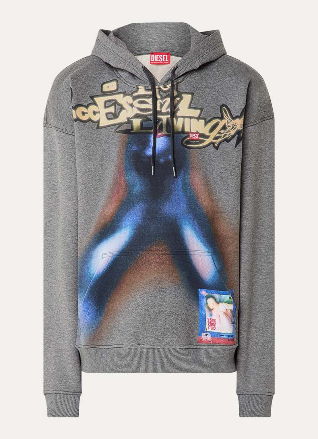 Diesel S-Boxt hoodie met print - voorkant 4 grijsmele
