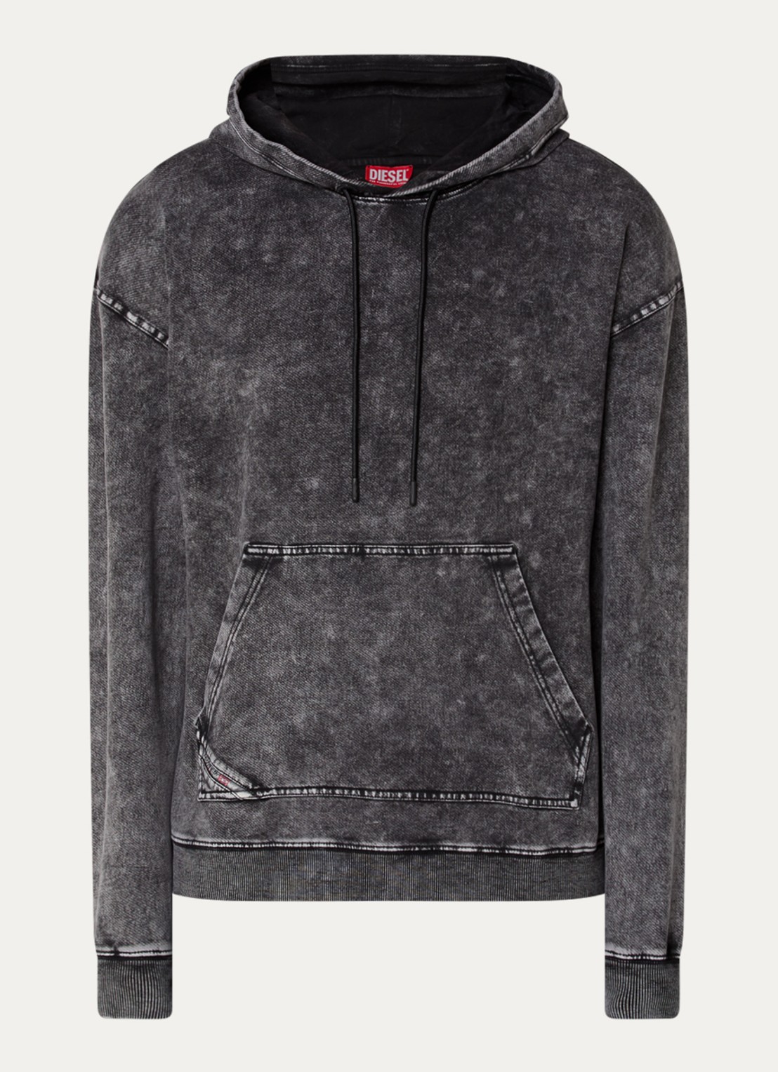 Diesel S-Boxt hoodie met verwassen afwerking - voorkant 4 antraciet