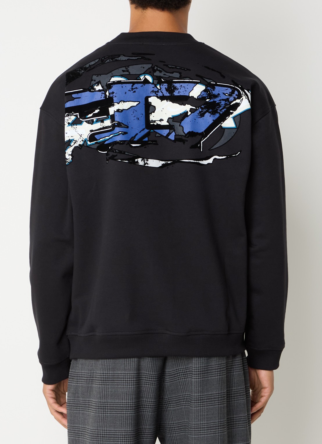 Diesel S-boxt sweater met flockprint - detail 3 zwart