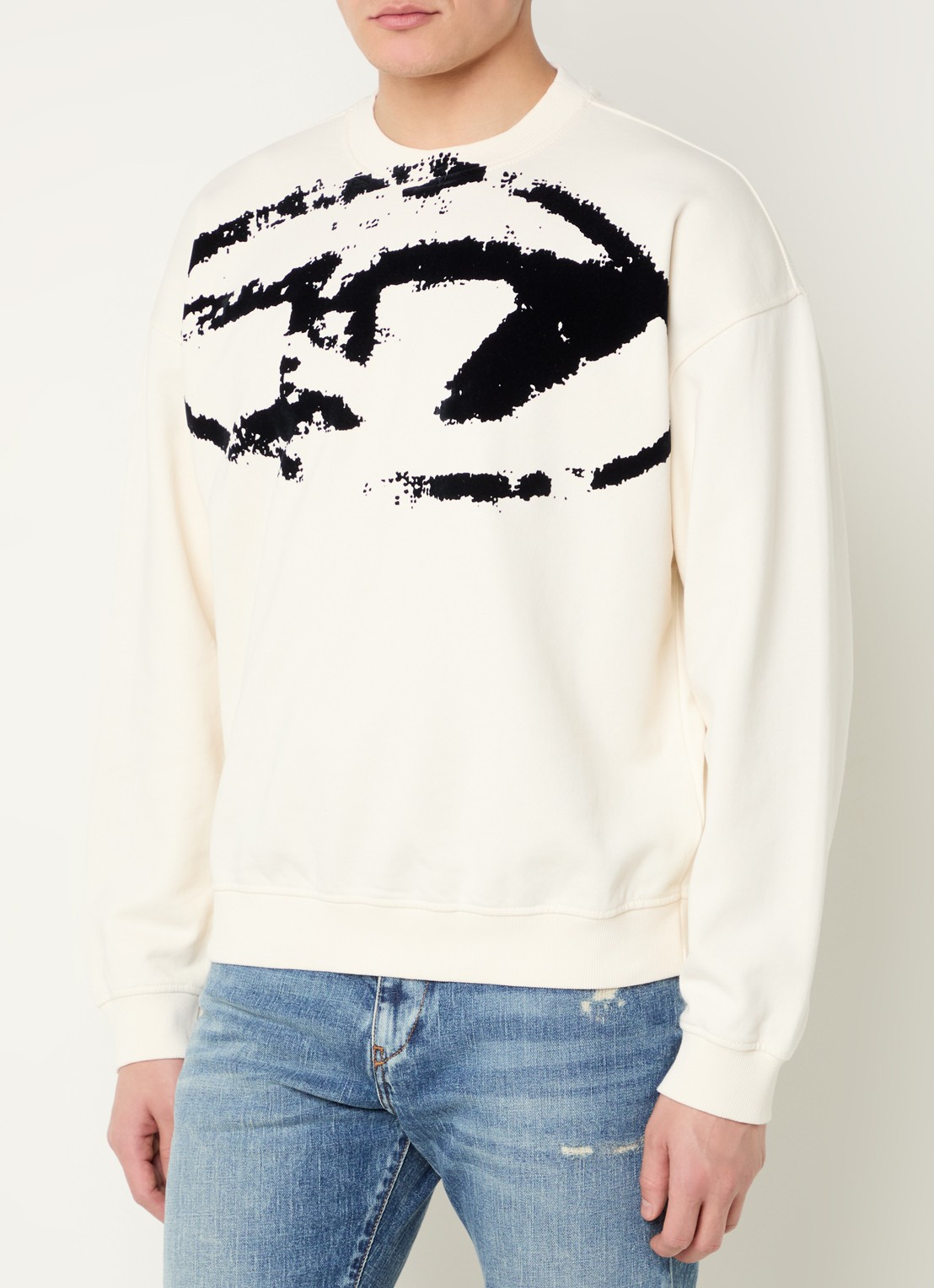 Diesel S-Boxt sweater met logoprint - detail 4 gebroken wit