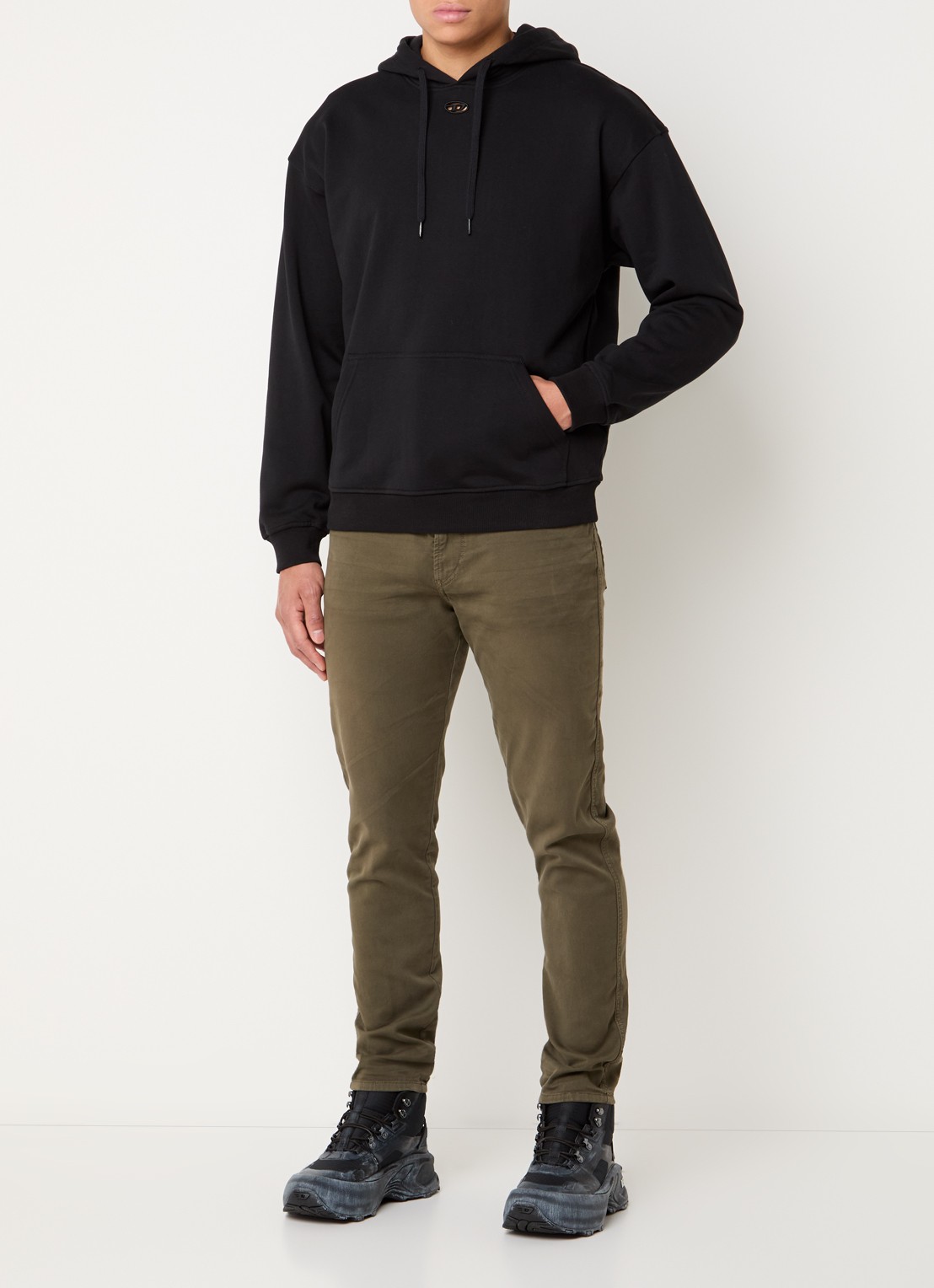 Diesel S-Boxt sweatvest met logoborduring - voorkant 2 zwart