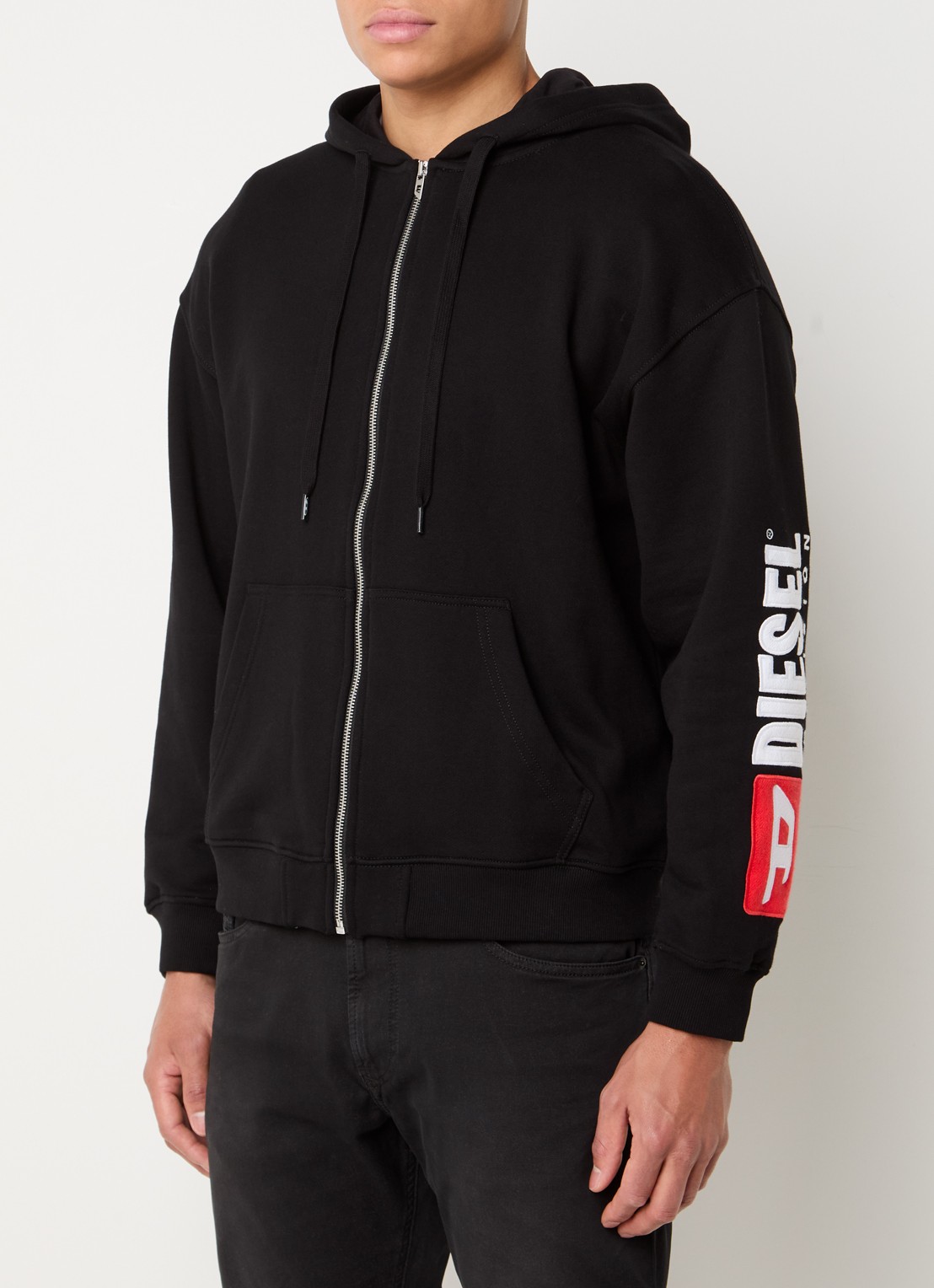 Diesel S-Boxt sweatvest met logoborduring - detail zwart