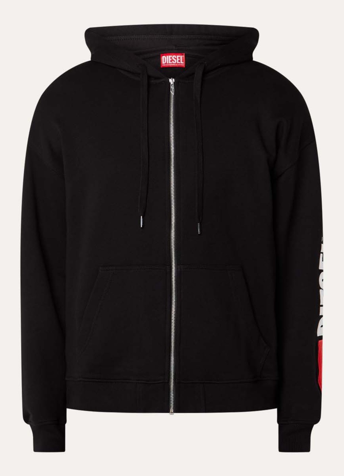 Diesel S-Boxt sweatvest met logoborduring - voorkant 3 zwart