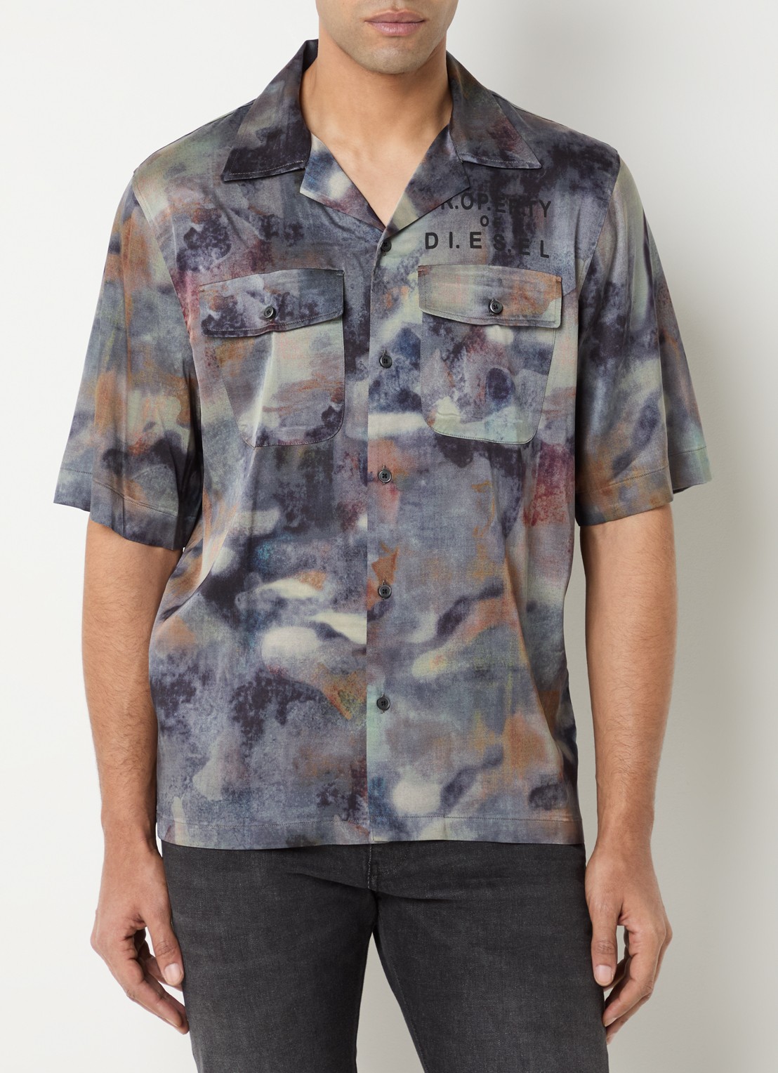 Diesel S-Brack-DMBN overhemd met print - detail 2 donkerblauw