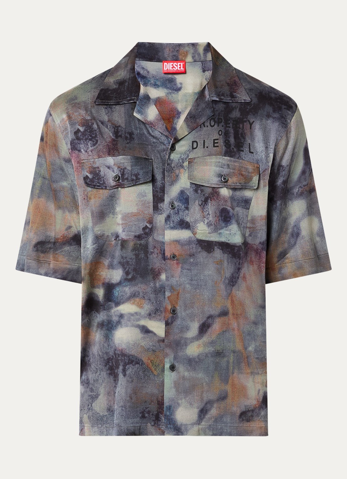 Diesel S-Brack-DMBN overhemd met print - voorkant 3 donkerblauw