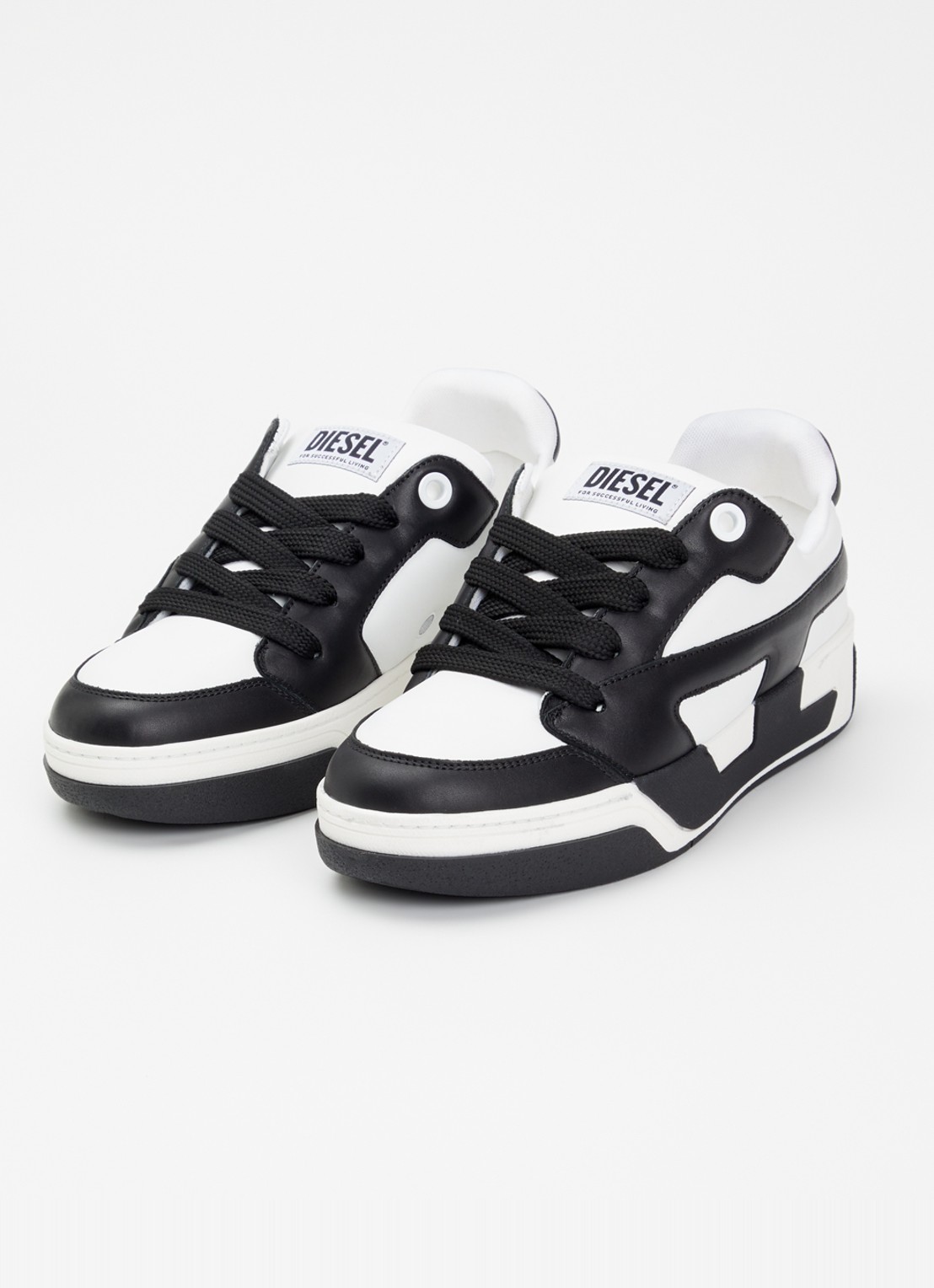 Diesel S-D-Ollie sneaker van leer met logo - detail 2 zwart