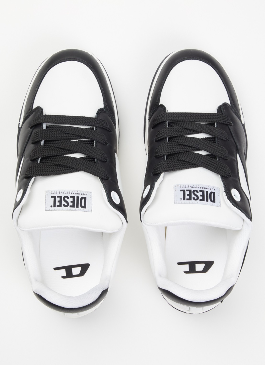 Diesel S-D-Ollie sneaker van leer met logo - detail 3 zwart