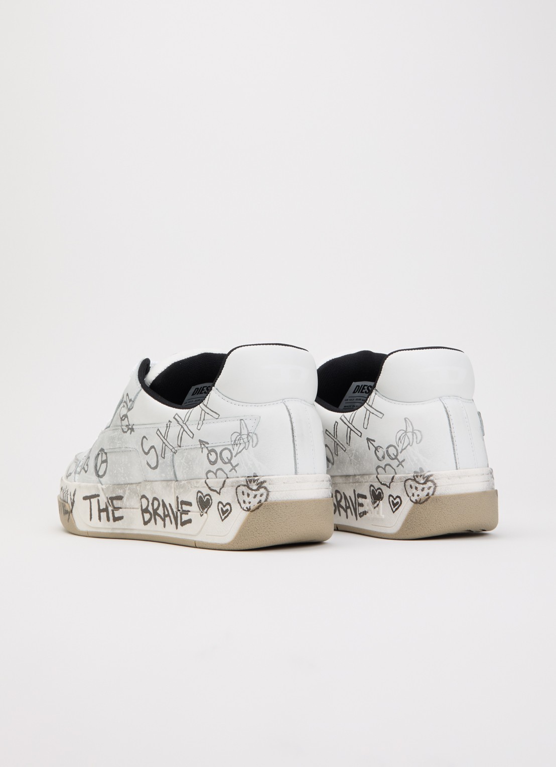 Diesel S-D-Ollie sneaker van leer met print - achterkant 5 wit