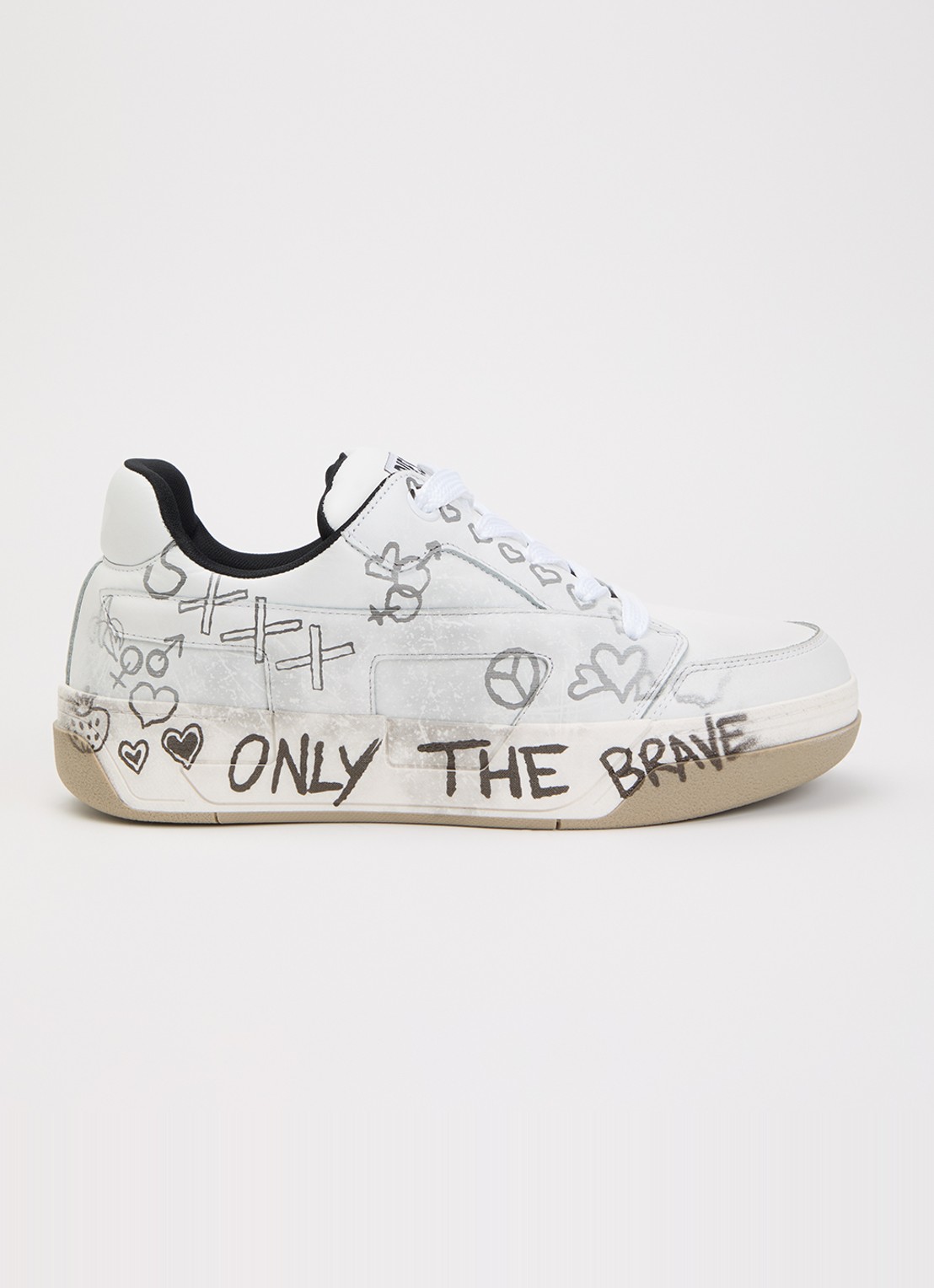 Diesel S-D-Ollie sneaker van leer met print - voorkant wit