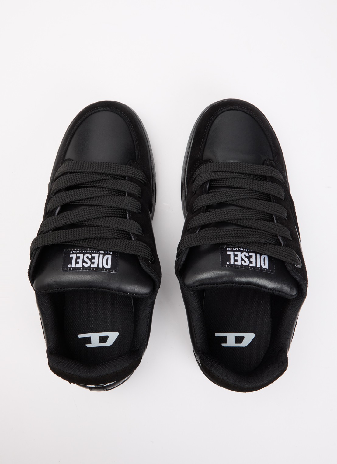 Diesel S-D-Ollie sneaker van leer met suède details - detail 3 zwart