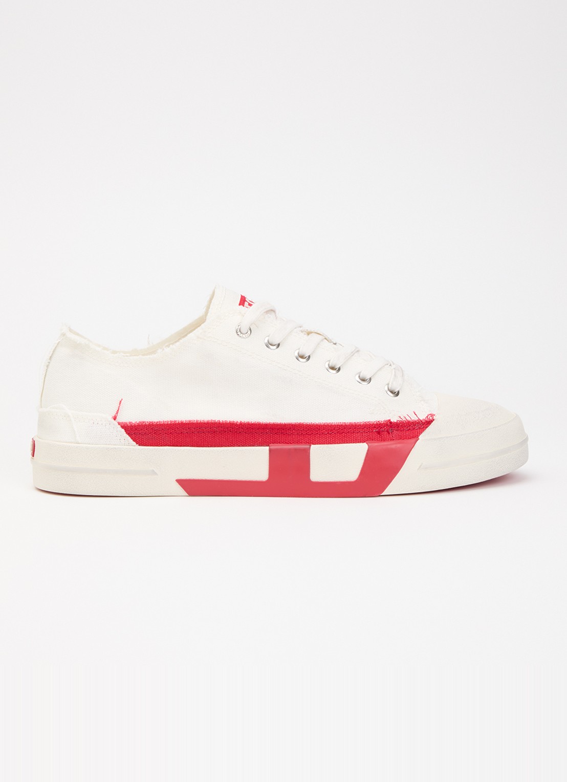 Diesel S-D-Verse Low II sneaker van canvas - voorkant 5 gebroken wit