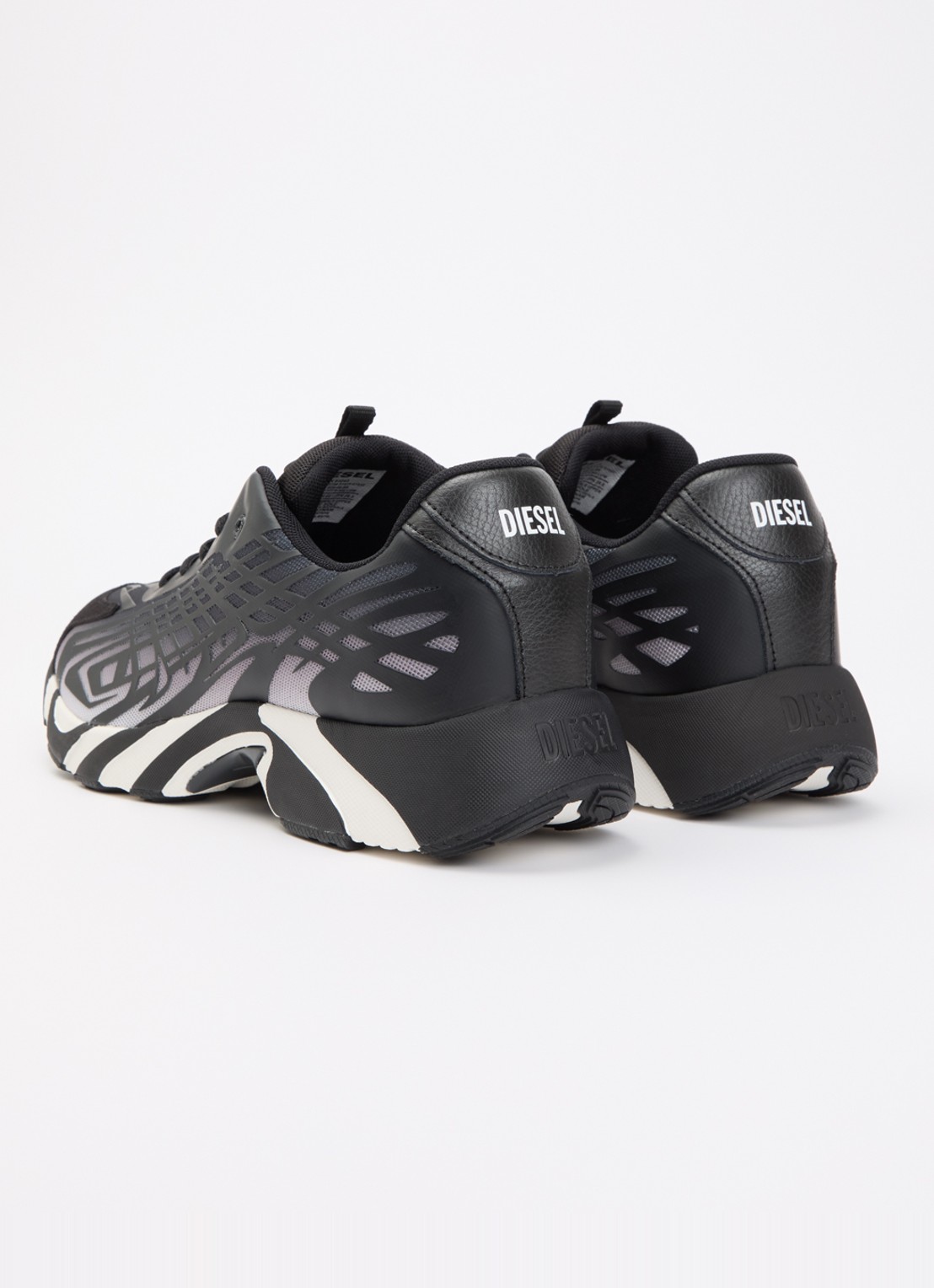 Diesel S-D-Vit's 500 Low sneaker met mesh details - achterkant zwart