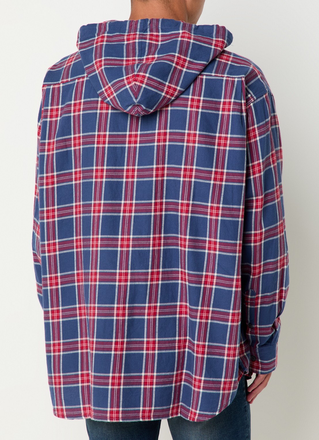 Diesel S-Dewny overhemd met capuchon en ruitdessin  - achterkant 3 donkerblauw