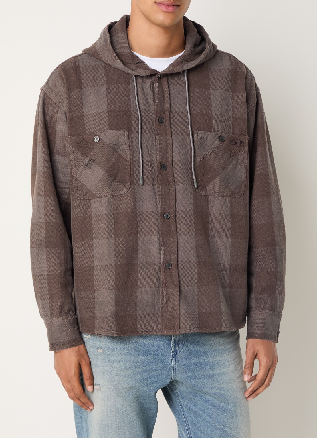 Diesel S-Drum hoodie jack - detail 3 donkerbruin