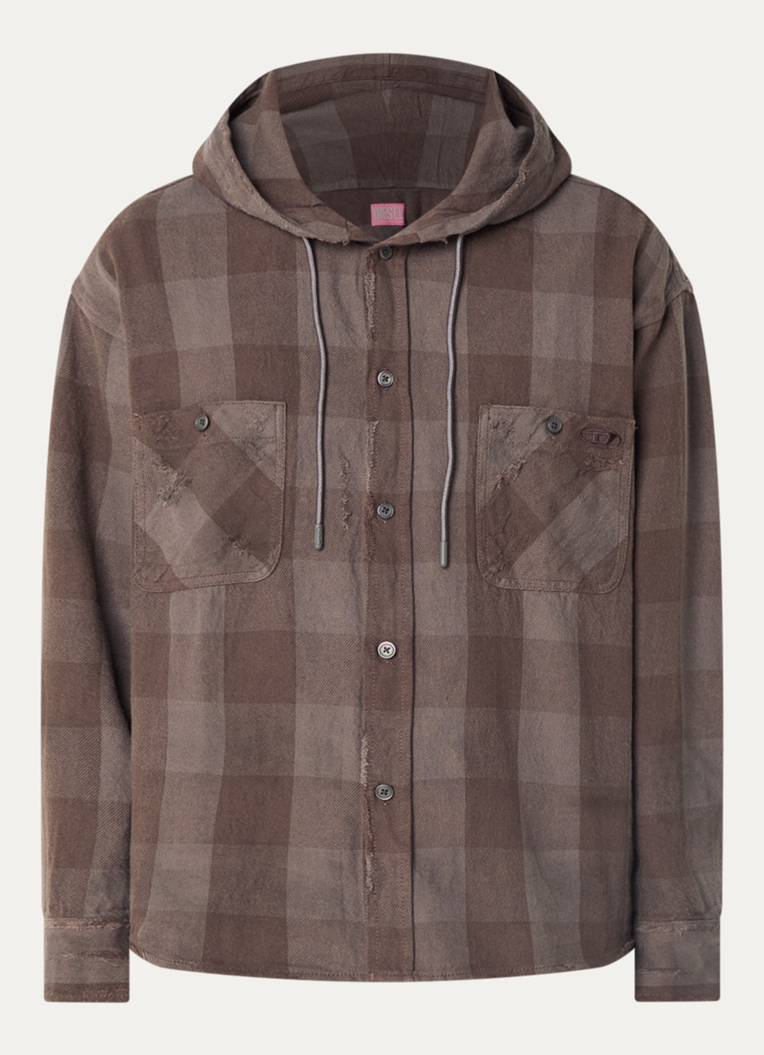 Diesel S-Drum hoodie jack - voorkant donkerbruin