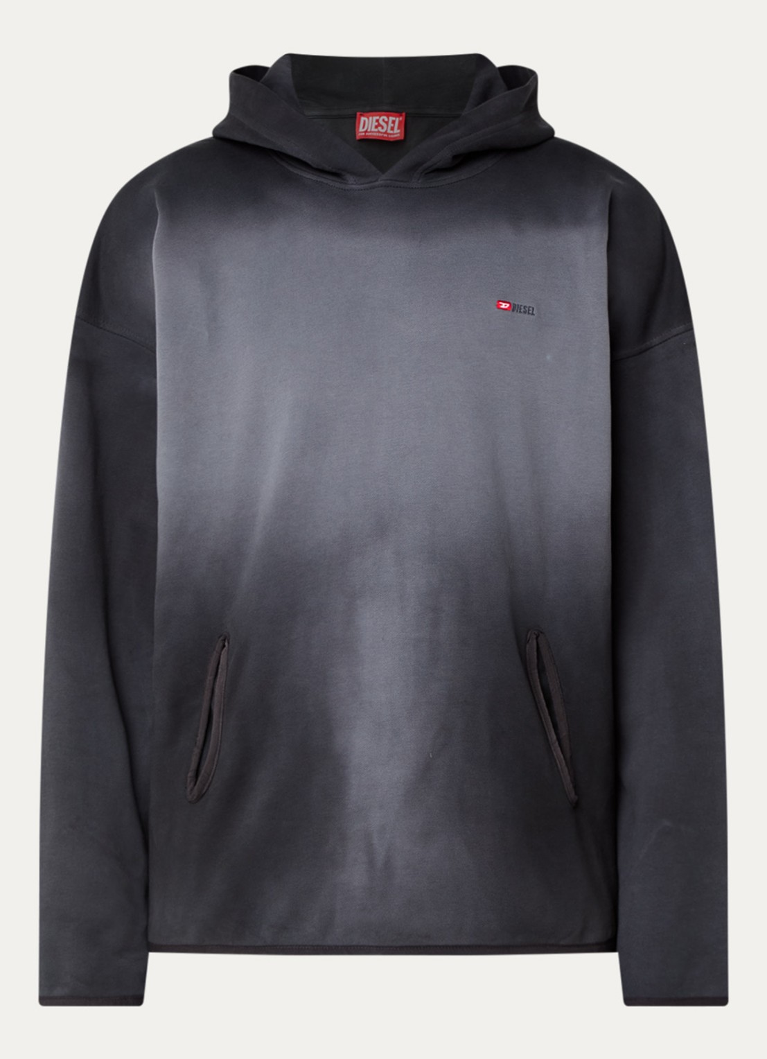 Diesel S-EE-T1 hoodie met verwassen afwerking - voorkant 4 zwart