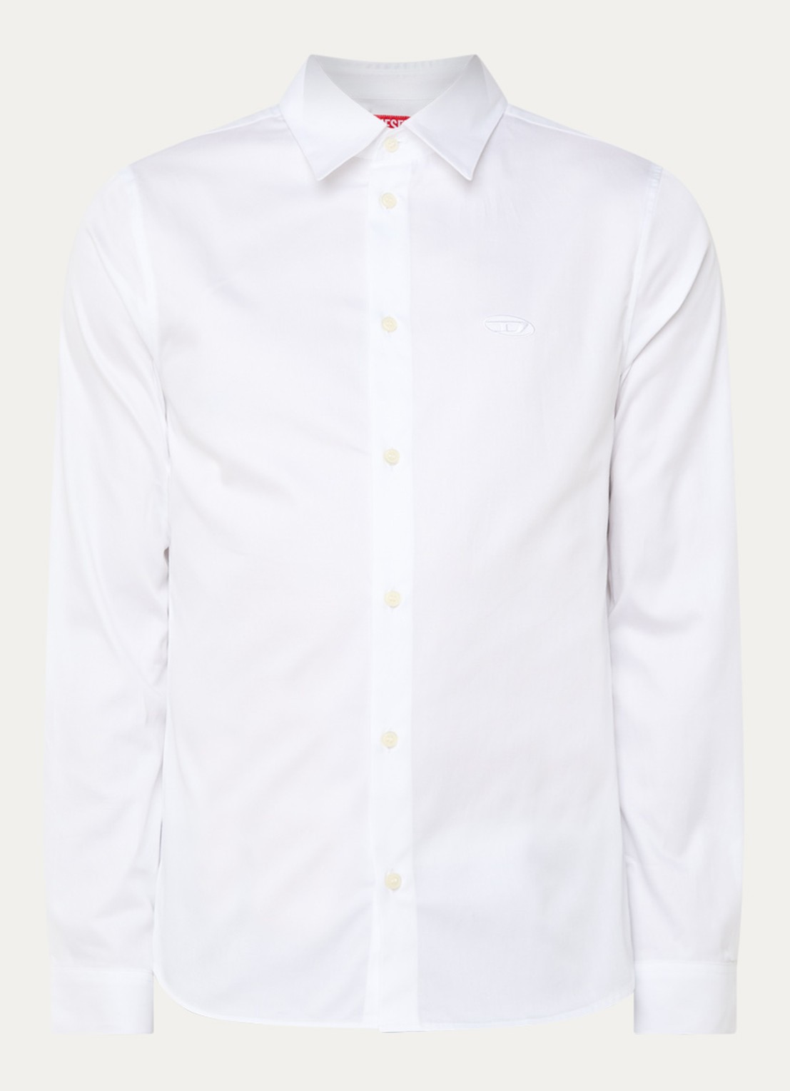 Diesel S-Fitty-Qfav slim fit overhemd met logo - voorkant wit