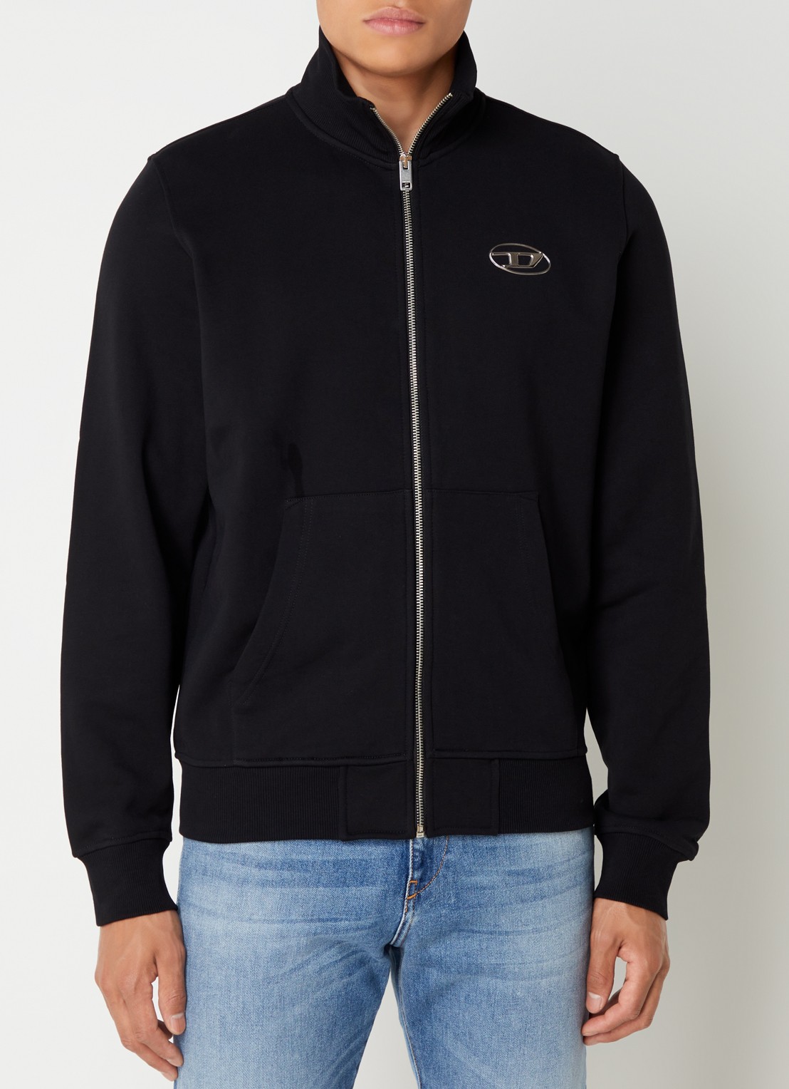 Diesel S-Ginni sweatvest met steekzakken en logo - detail zwart