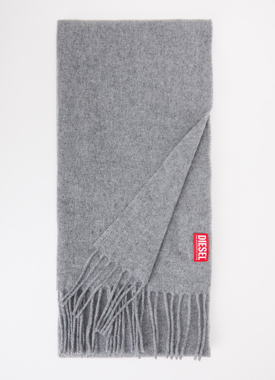 Diesel S-Imon-D-Long sjaal in wolblend 150 x 50 cm - voorkant 3 grijsmele