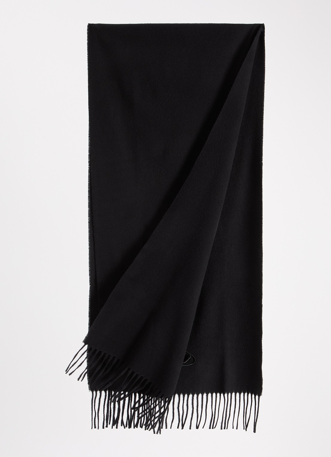 Diesel S-imon-D-Long sjaal in wolblend met logo 200 x 49 cm - detail zwart